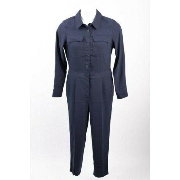 Boden Womens Zada Jumpsuit Straight Leg US 6 UK 10 Navy Blue Long Sleeve NWT - Picture 2 of 5